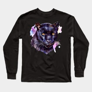 Black Panther Artwork, Watercoulor Painting Long Sleeve T-Shirt